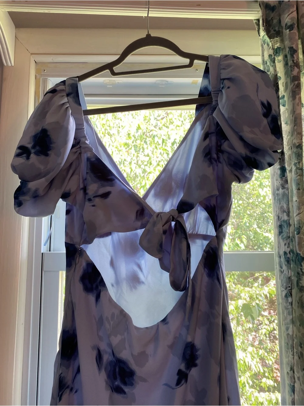 Abercrombie & Fitch blue Puff Sleeve Maxi Dress with floral print